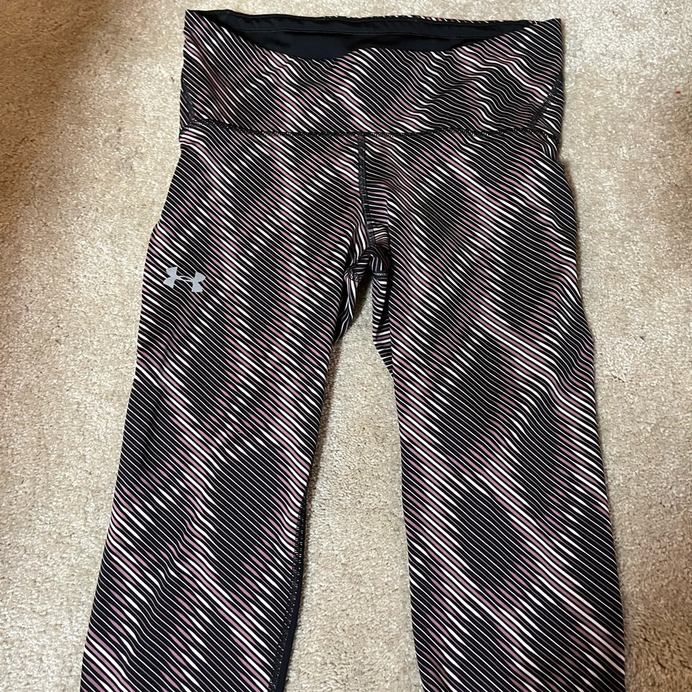 Under Armour pink, black and White Compression capris